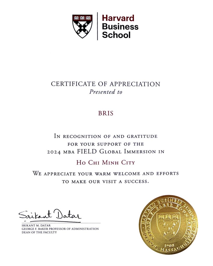 BRIS được chọn là Đối tác Dự án FIELD Global Immersion Project thuộc Trường Kinh doanh Harvard